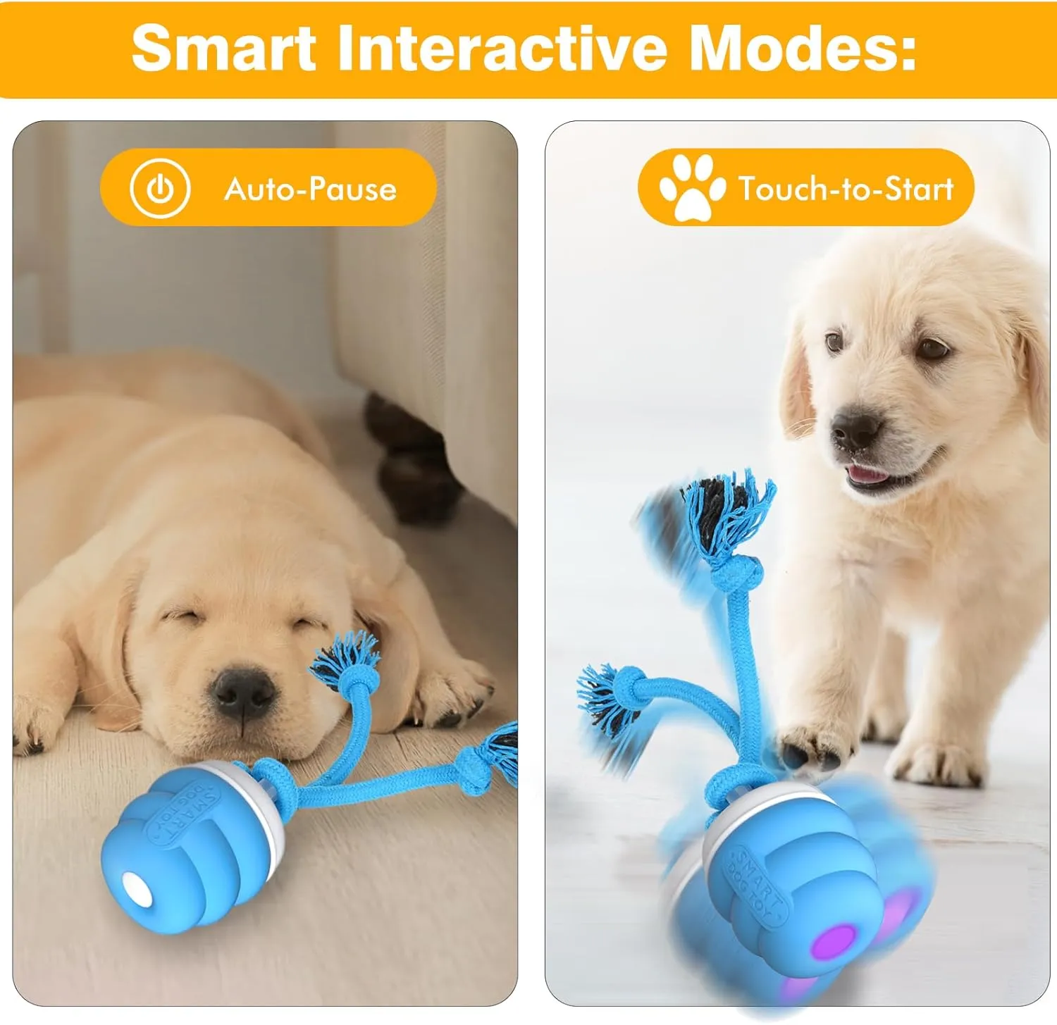 PUHOHUN Interactive Dog Toys Ball - Fun Moving Dogs Toy to Keep Them Busy | Rechargeable Smart Automatic Dog Balls for Large, Medium, and Small Puppy Dogs for Boredom (Cerulean, Ball)
