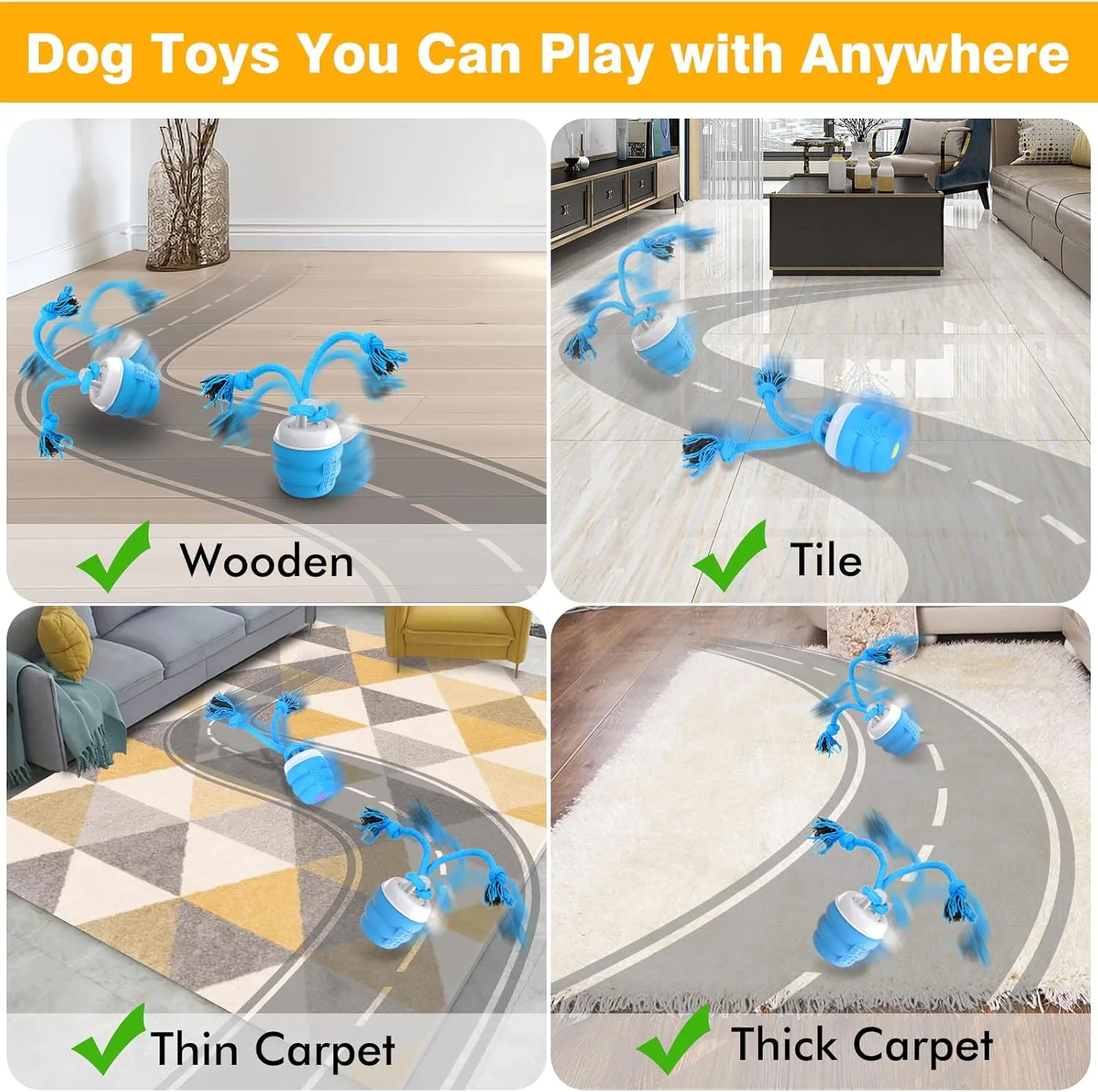 PUHOHUN Interactive Dog Toys Ball - Fun Moving Dogs Toy to Keep Them Busy | Rechargeable Smart Automatic Dog Balls for Large, Medium, and Small Puppy Dogs for Boredom (Cerulean, Ball)