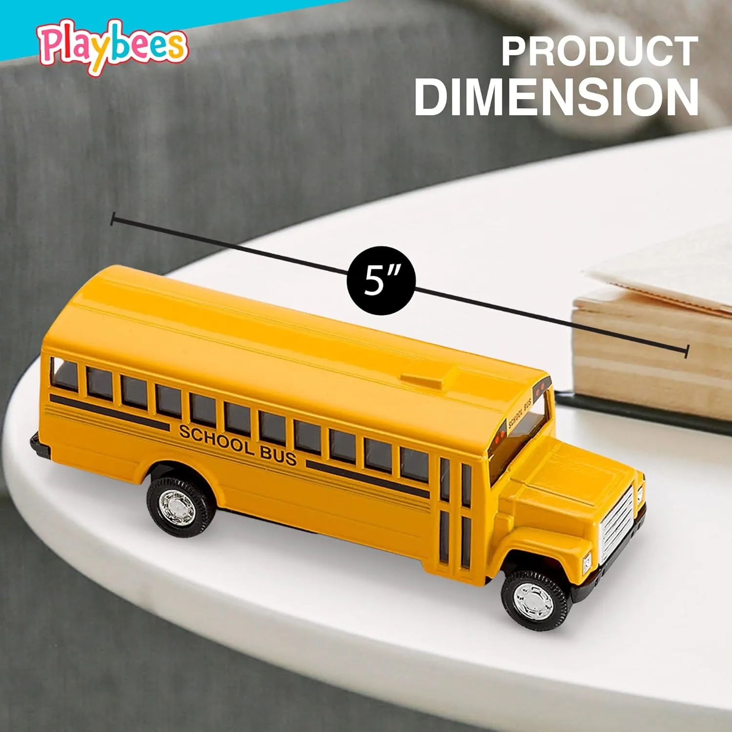 Pullback Diecast School Buses - 2 Pack - Yellow Metal Toys with Write-On Surfaces - Perfect Party Favors, Gifts, and School Memories for Little Boys and Girls - 5 Inch