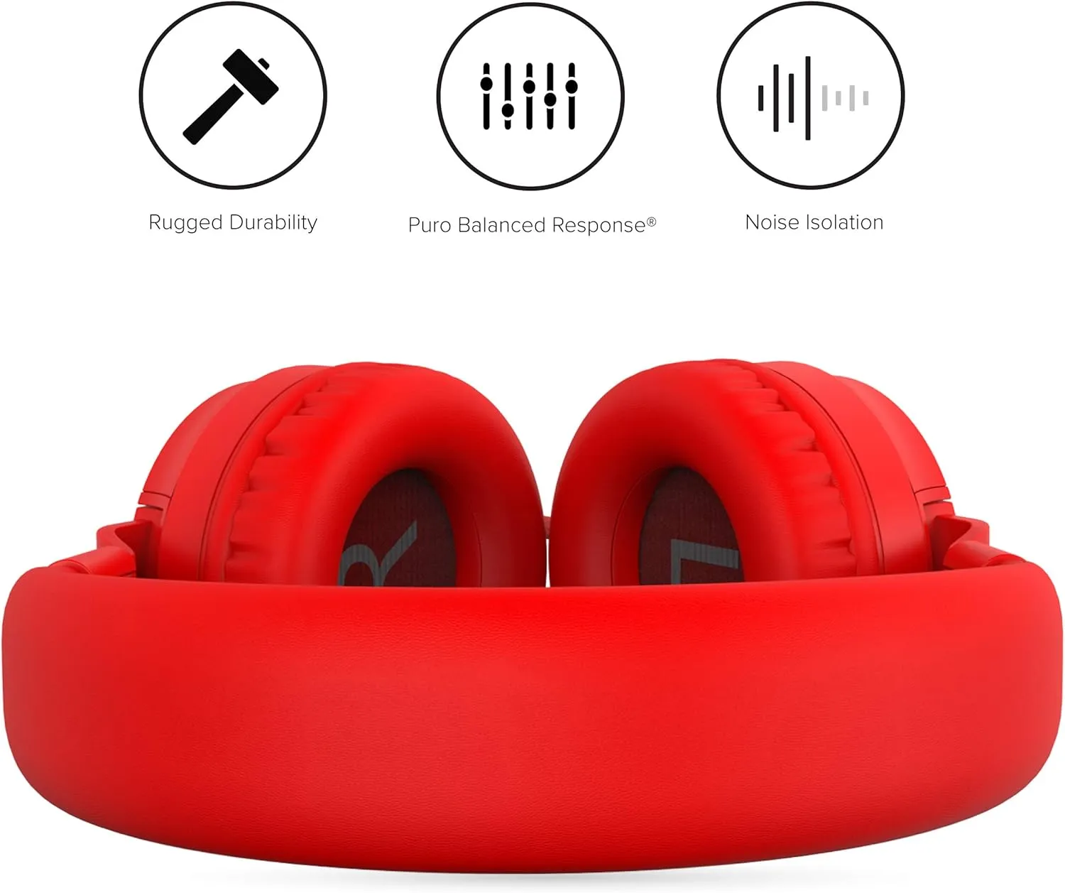 Puro Sound Labs PuroBasic Volume Limiting Wired Headphones for Kids, Foldable & Adjustable Headband w/Microphone, Compatible with Smartphones, Tablets and PC’s –Red