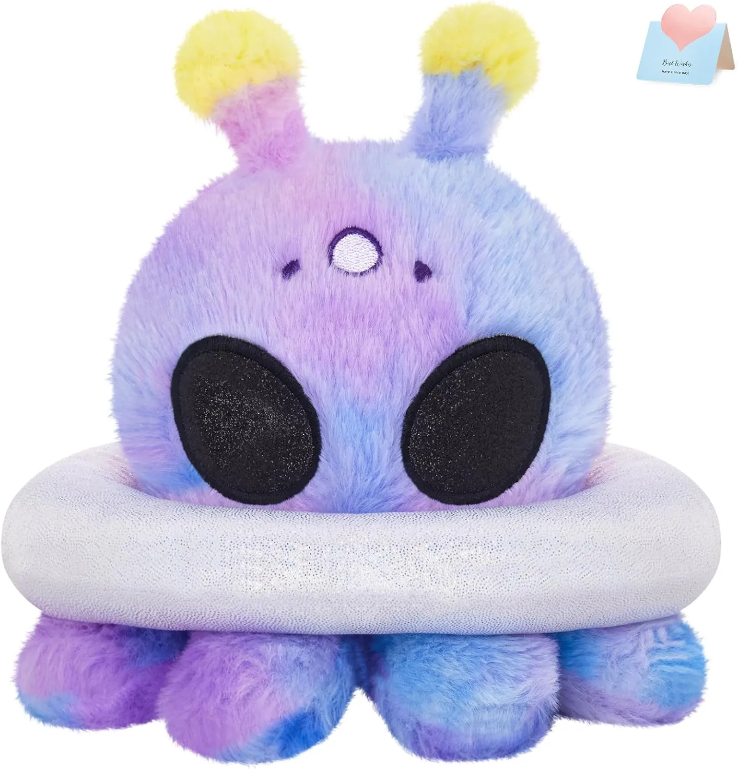 Purple Alien Stuffed Animal Plush Toy, Soft Tie Dye Space Creature - Cute Weird Galaxy Toy for Kids and Adults - 7 Inches