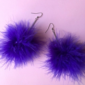 Purple Fluffy Earrings