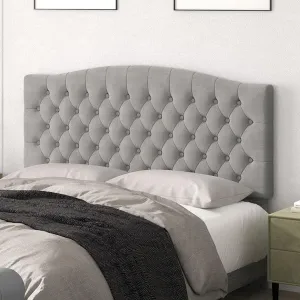 Queen Headboard Only, Upholstered Headboard for Adjustable Bed Velvet Tufted Queen/Full Size Wall Mounted Head Board with Solid Wood Legs Head Board, Gray