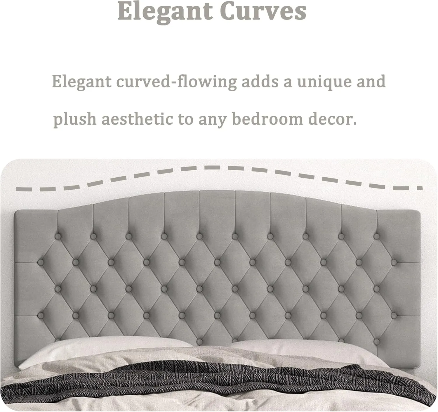 Queen Headboard Only, Upholstered Headboard for Adjustable Bed Velvet Tufted Queen/Full Size Wall Mounted Head Board with Solid Wood Legs Head Board, Gray
