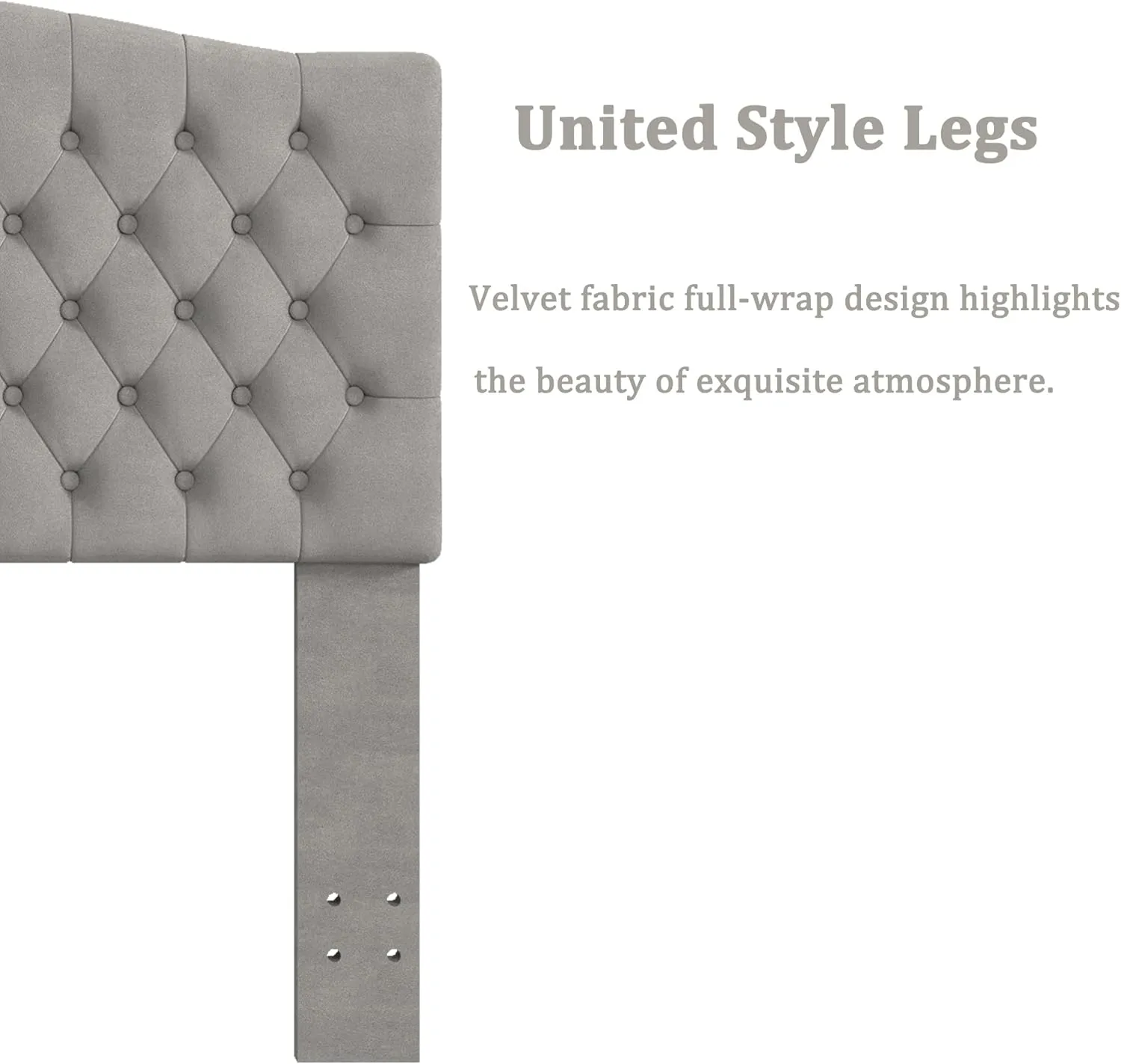 Queen Headboard Only, Upholstered Headboard for Adjustable Bed Velvet Tufted Queen/Full Size Wall Mounted Head Board with Solid Wood Legs Head Board, Gray