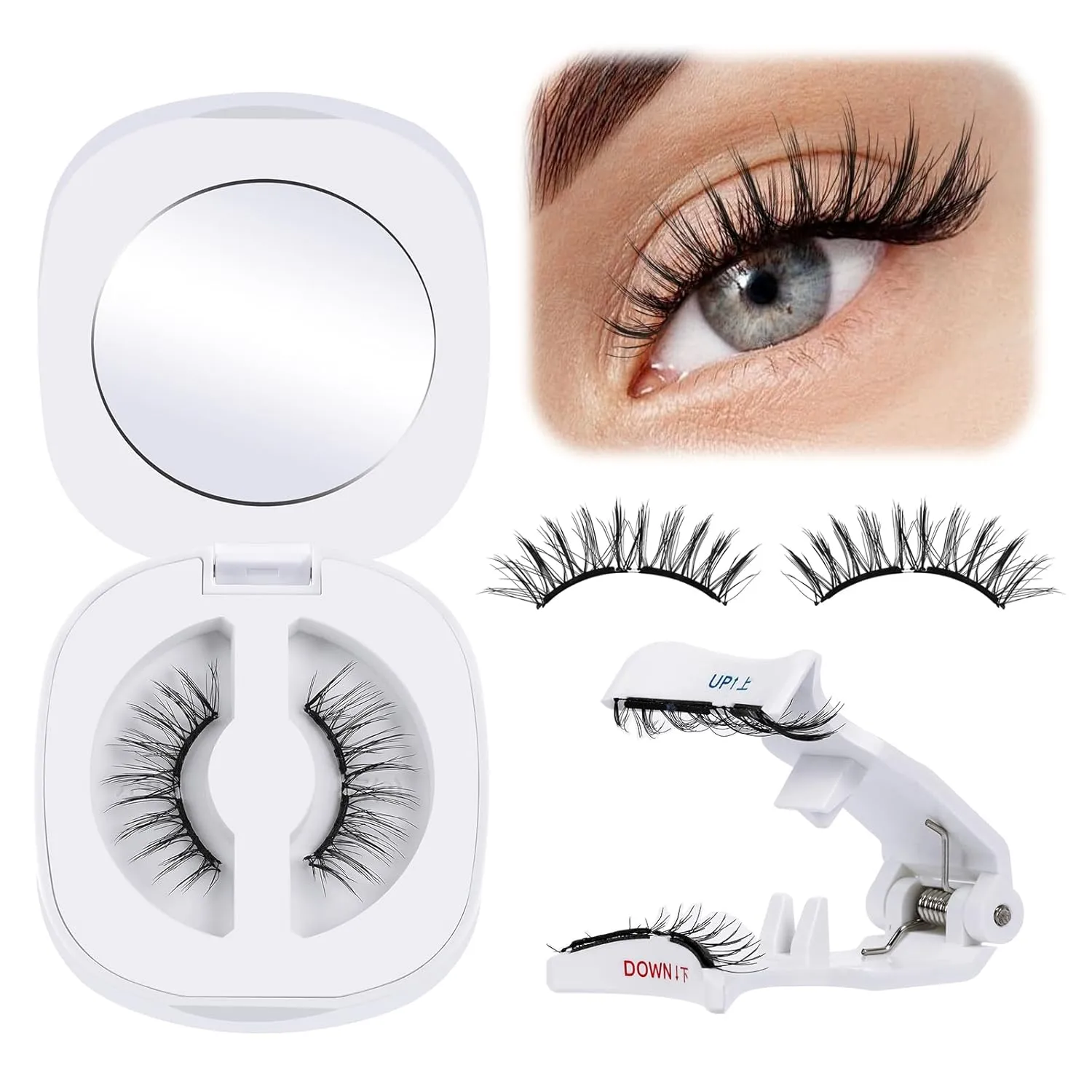 QUEWEL Magnetic Eyelashes - Natural Look, Reusable Lashes with Applicator, No Glue Needed, Easy to Wear and Remove