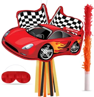 Race Car Piñata Supplies Racing Party Decorations Cars Piñata with Blindfold Bat 16.6 x 12.4 x 3.3 Racecar Favor for Race Fans Birthday Party Game Supplies