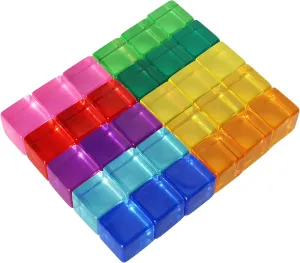 Rainbow Acrylic Gem Cubes Blocks Children Educational Sensory Training Crystal Toys Baby Learn Color Light Shadow Stacking Toys (30-Pcs)
