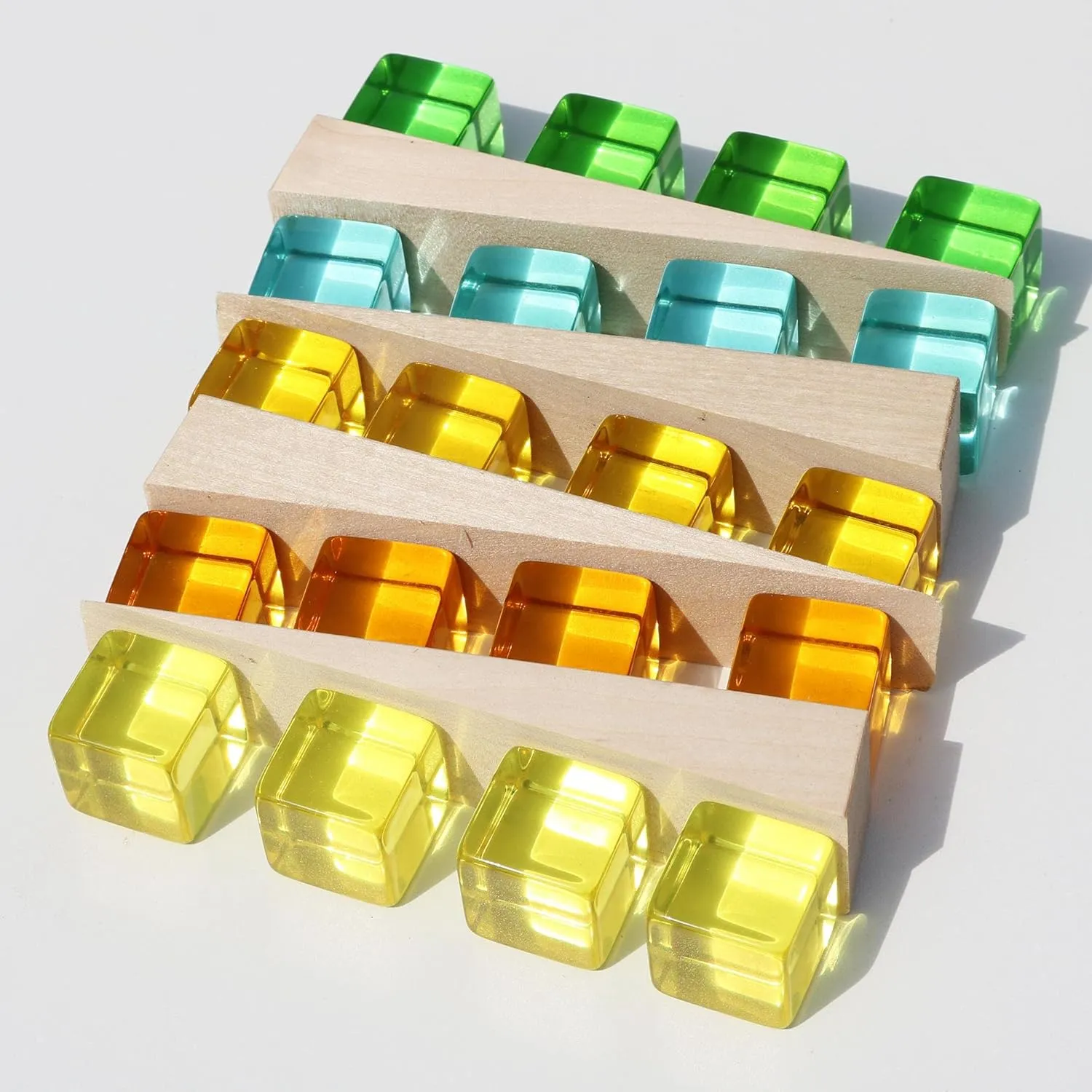 Rainbow Acrylic Gem Cubes Blocks Children Educational Sensory Training Crystal Toys Baby Learn Color Light Shadow Stacking Toys (30-Pcs)