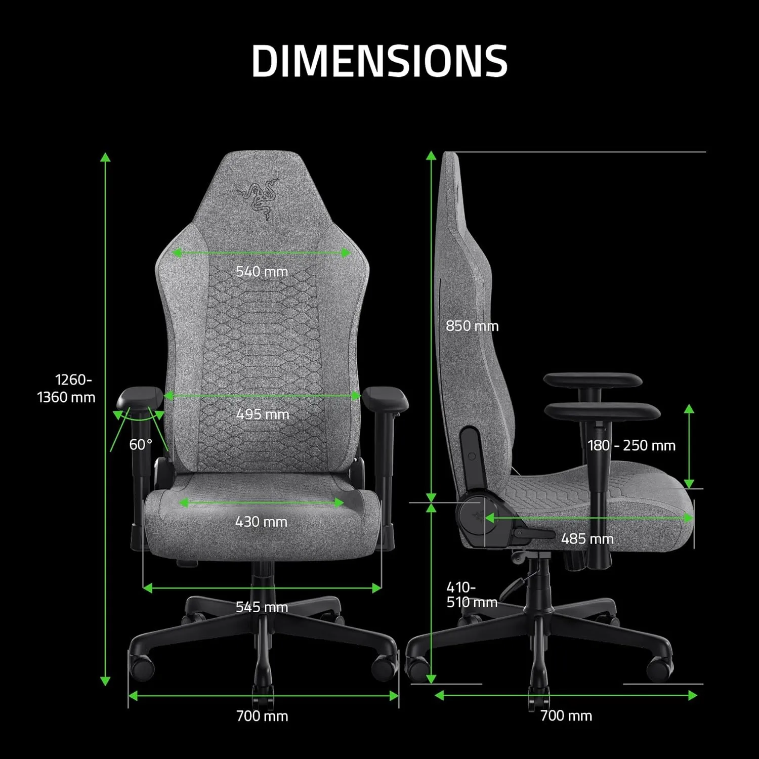 Razer Iskur V2 X Ergonomic Gaming Chair: Built-in Lumbar Support - Widened Seat - High Density Foam Cushions - Adjustable 152 Degree Recline - 2D Armrests - Plush Fabric Finish - Light Gray Edition