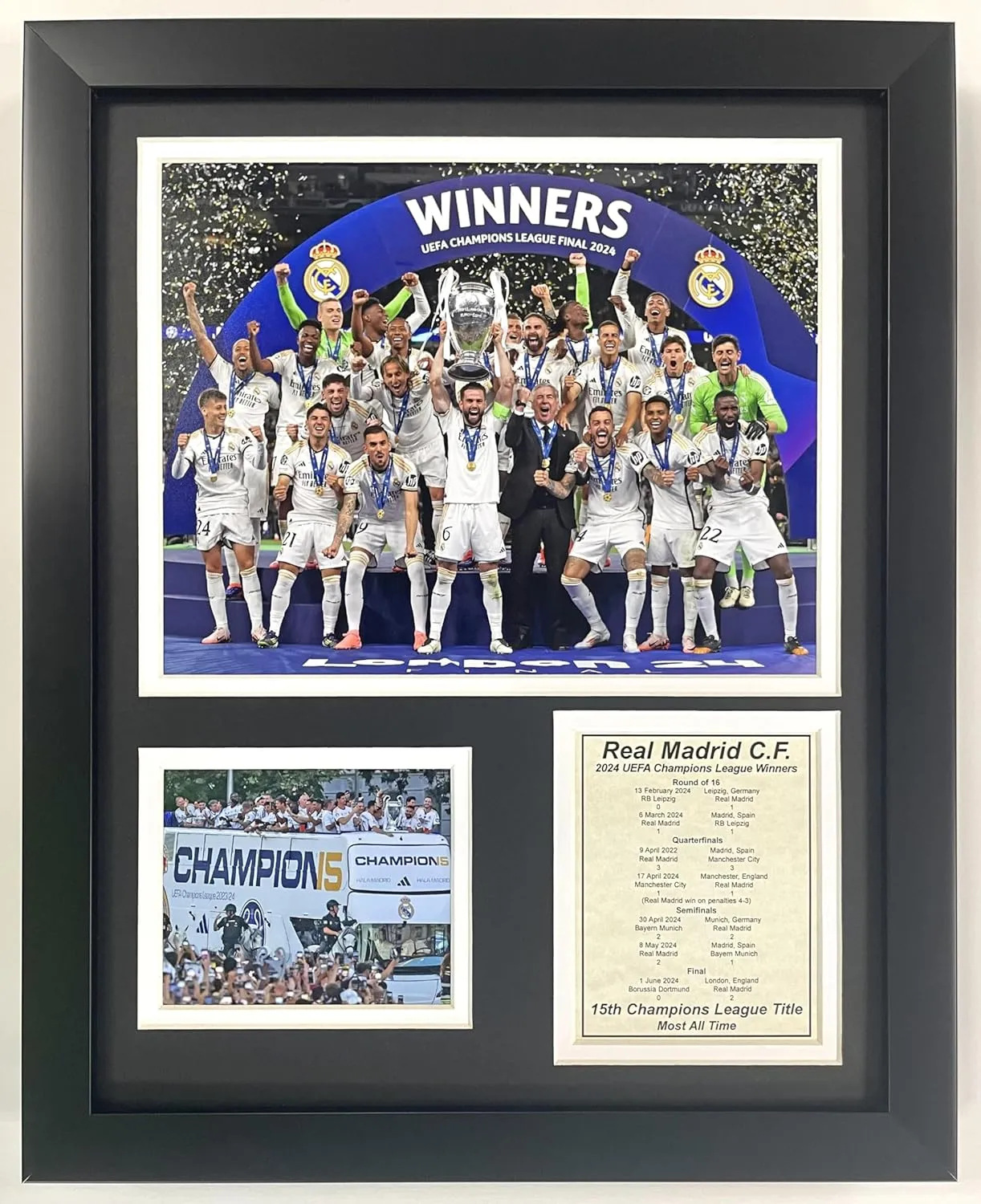 Real Madrid CF | UEFA Champions League Collection | 12"x15" Framed Photo Collage (2023-2024)
