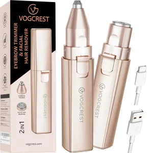 Rechargeable Facial Hair Removal for Women: 2-in-1 Electric Eyebrow and Facial Hair Removal Device - Suitable for eyebrows chin cheeks Features a built-in LED light