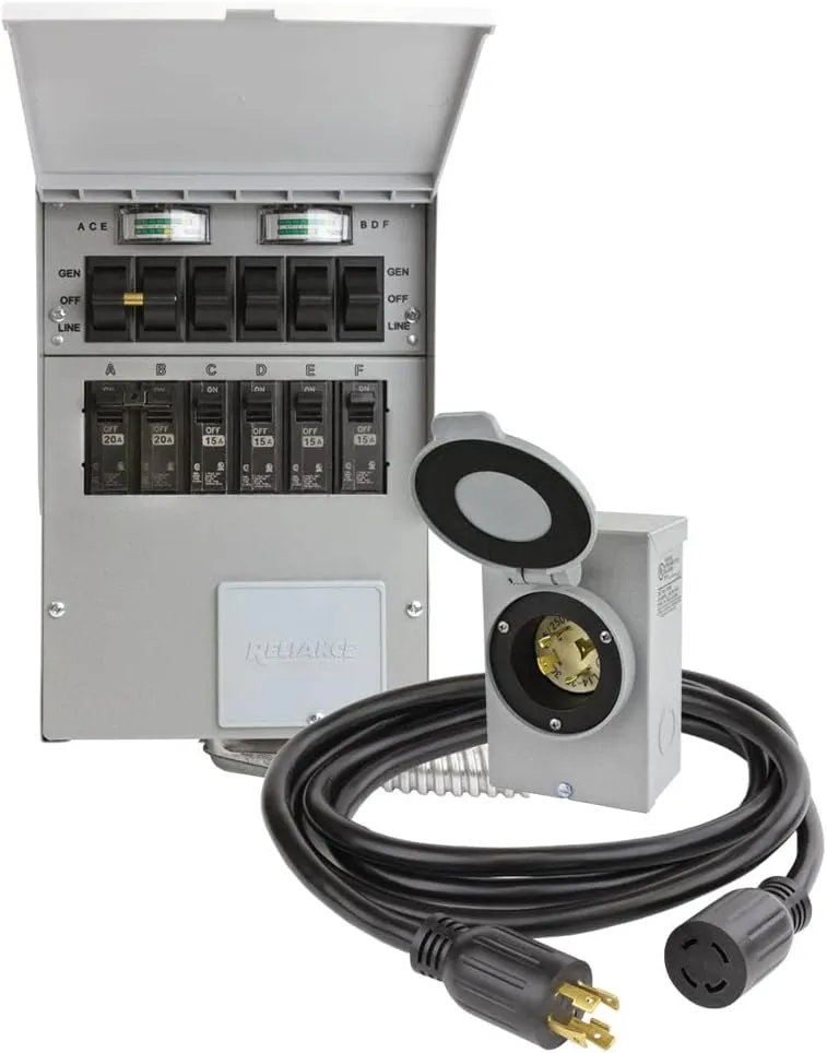 Reliance Controls 30 amps 240 volt 2 space 6 circuits Surface Mount Generator Power Transfer Kit
