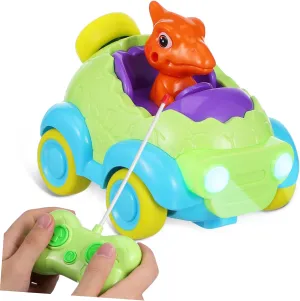 Remote Controlled Dinosaur Car with Lights and Music Adorable Cartoon Design for Interactive for Engaging Play and User Friendly Remote for Hours of Fun