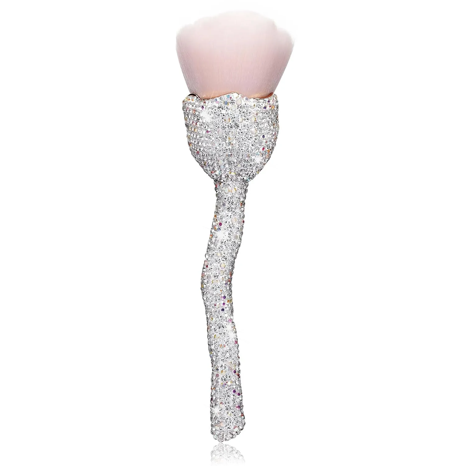 Rhinestone Foundation Brush,Rose Shape Bling Diamond Blush Brush Soft,Large Face Powder Makeup Brushes,Sparkle Cosmetic Nail Dust Brush,Loose Powder Brush,Women Professional Makeup Tools