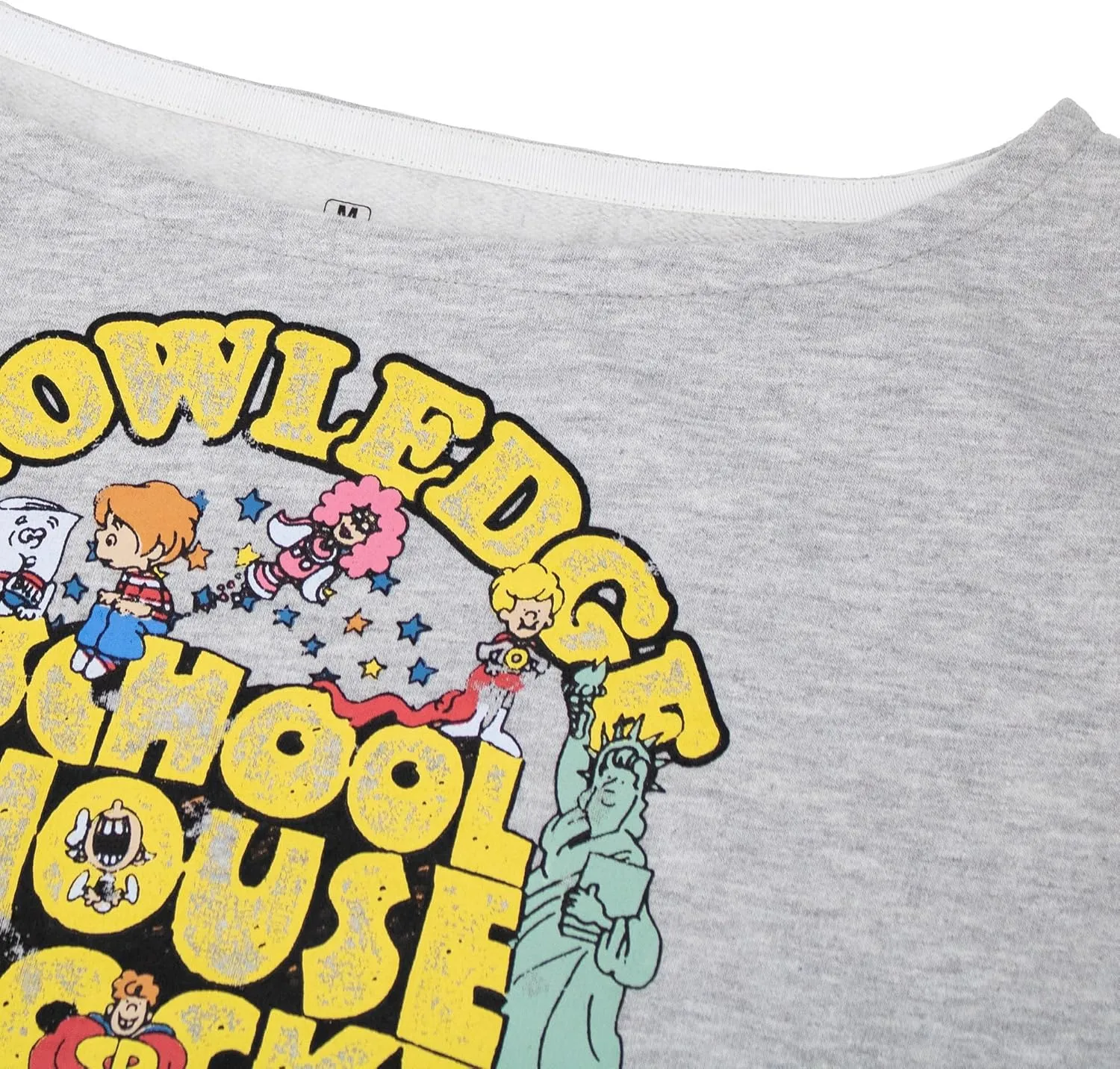 Ripple Junction Schoolhouse Rock Women's Crop Top Long Sleeve Sweatshirt Knowledge is Power Nostalgia Officially Licensed