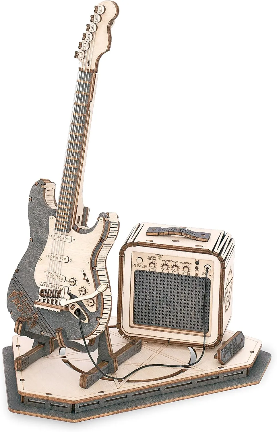ROBOTIME 3D Puzzle for Kids Wooden Craft Kits DIY Model Guitar Kit to Build Brain Teaser Puzzle Toy Creative Gift for Teens & Adults