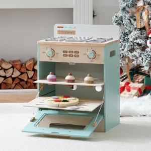 ROBOTIME Wooden Toy Kitchen Oven Playset, Montessori Pretend Play Kitchen Accessories with Pizza and Cupcakes Food Toys, Wooden Pizza Oven Set Toys for Toddlers & Kids, WCF28