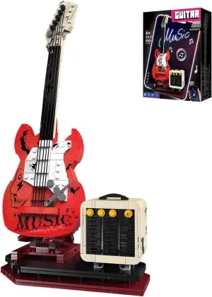 Rock Guitar Music Interactive Building Block Set,Creative Construction ModelToy with Bluetooth Function.Perfect Gift for All Music Lovers,Kidsand Adults.