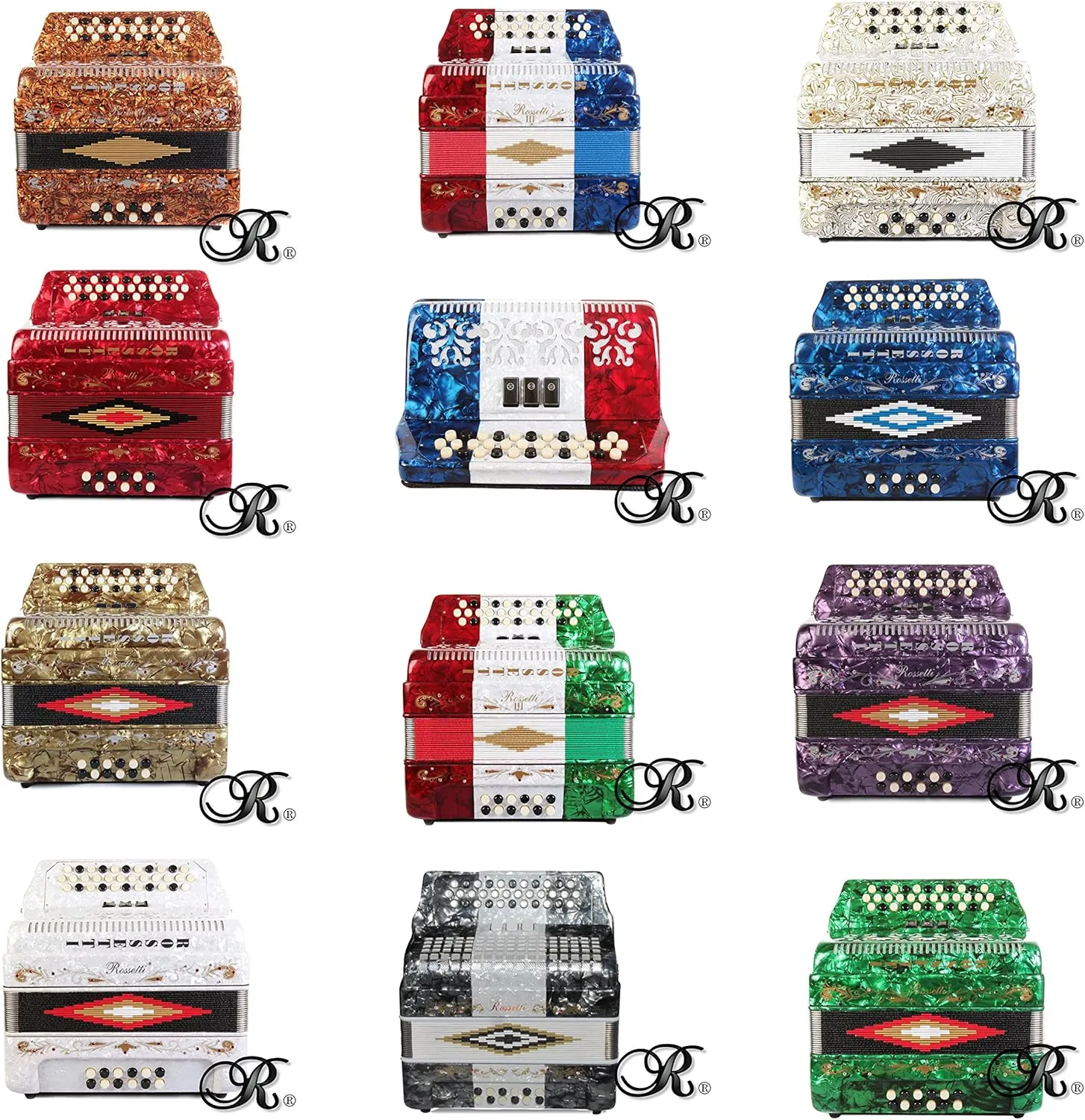 Rossetti, 34-Key Accordion (ROS3412-GCF-MEX)