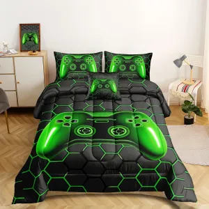 ROWADALO 5 Pieces Bed in A Bag Gamer Bedding Set for Boys Kids Adult Gaming Comforters Set,Boys Bed in A Bag Set Twin Size Comforter with Fitted Sheet Flat Sheet Pillowcase pillowsham,DJTH5026Twin
