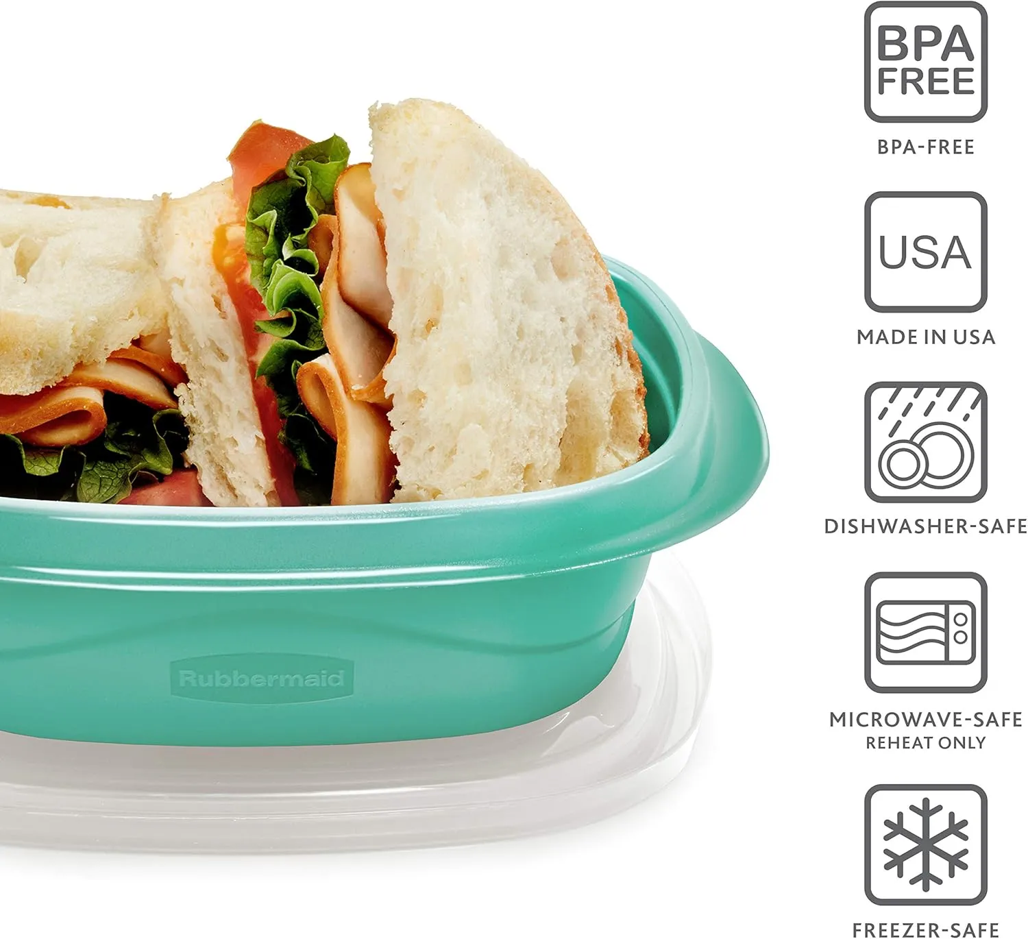 Rubbermaid 50-Piece Food Storage Containers Set with Lids, Teal Splash – Perfect for Lunch, Meal Prep, Leftovers & More – Top Rack Dishwasher Safe, BPA-Free Plastic