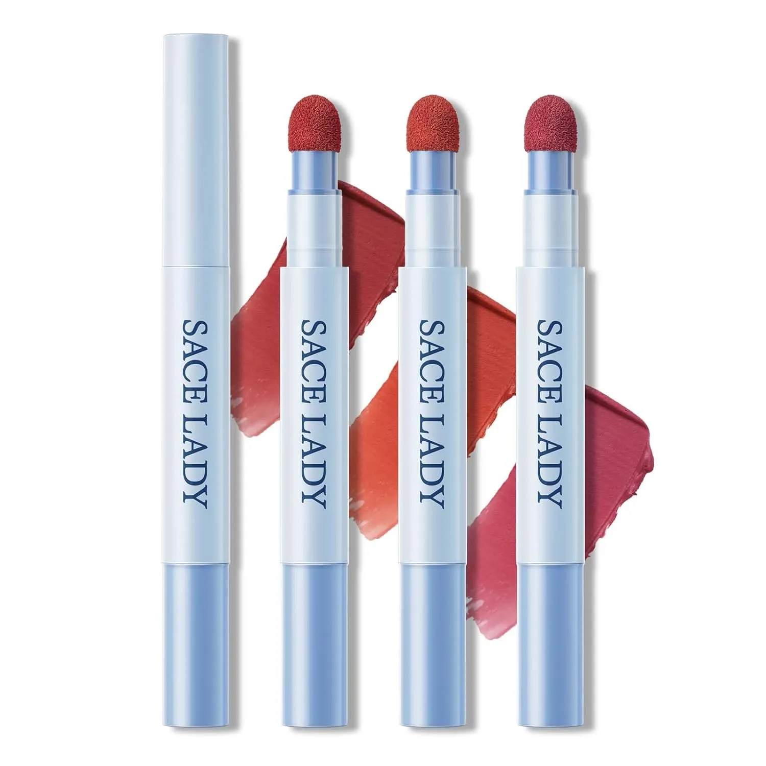 SACE LADY Matte Lipstick Set, Long Lasting Air Cushion Lip & Cheek Cream Non-Stick Cup, Ultra-Smooth Pigmented Non-drying Lip Color for Face Makeup Kit 3Pcs (V03 V04 V05, 3pcs)