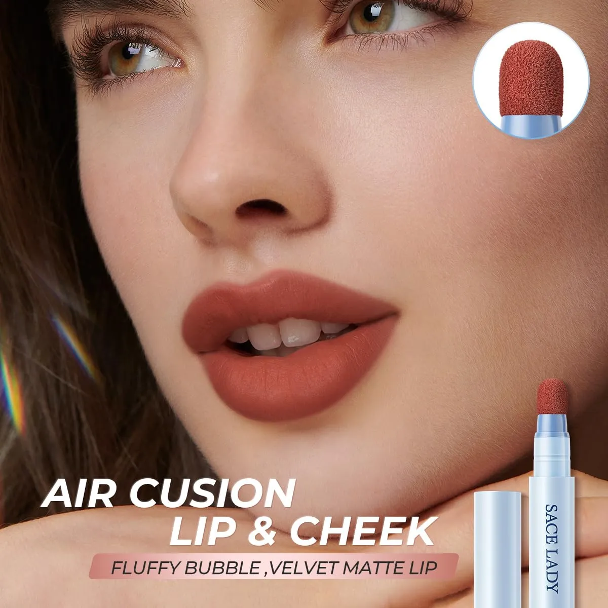 SACE LADY Matte Lipstick Set, Long Lasting Air Cushion Lip & Cheek Cream Non-Stick Cup, Ultra-Smooth Pigmented Non-drying Lip Color for Face Makeup Kit 3Pcs (V03 V04 V05, 3pcs)