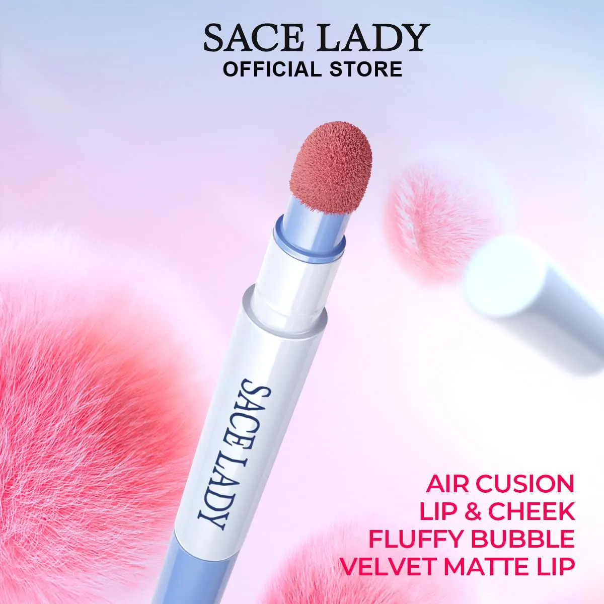 SACE LADY Matte Lipstick Set, Long Lasting Air Cushion Lip & Cheek Cream Non-Stick Cup, Ultra-Smooth Pigmented Non-drying Lip Color for Face Makeup Kit 3Pcs (V03 V04 V05, 3pcs)