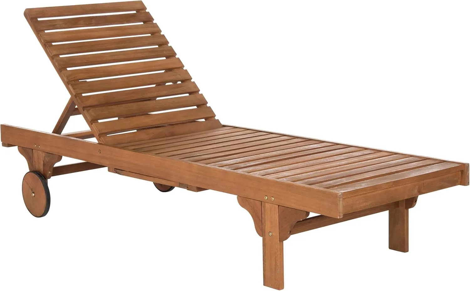 SAFAVIEH Outdoor Collection Newport Natural/ Beige Cushion Built-in Side Table Adjustable Chaise Lounge Chair