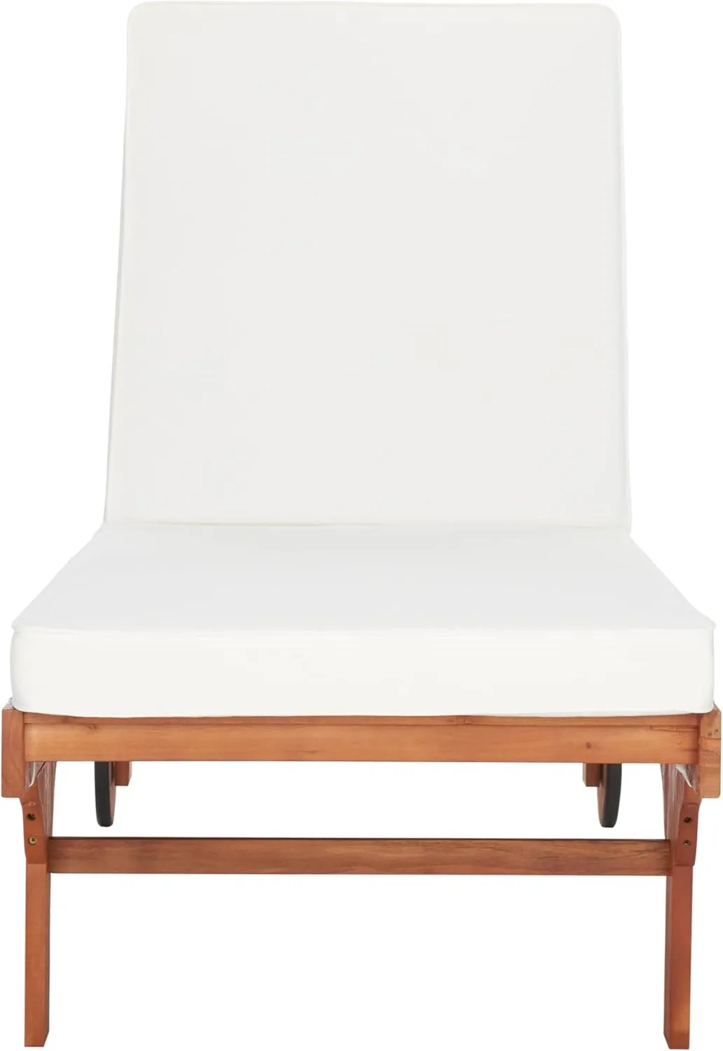 SAFAVIEH Outdoor Collection Newport Natural/ Beige Cushion Built-in Side Table Adjustable Chaise Lounge Chair