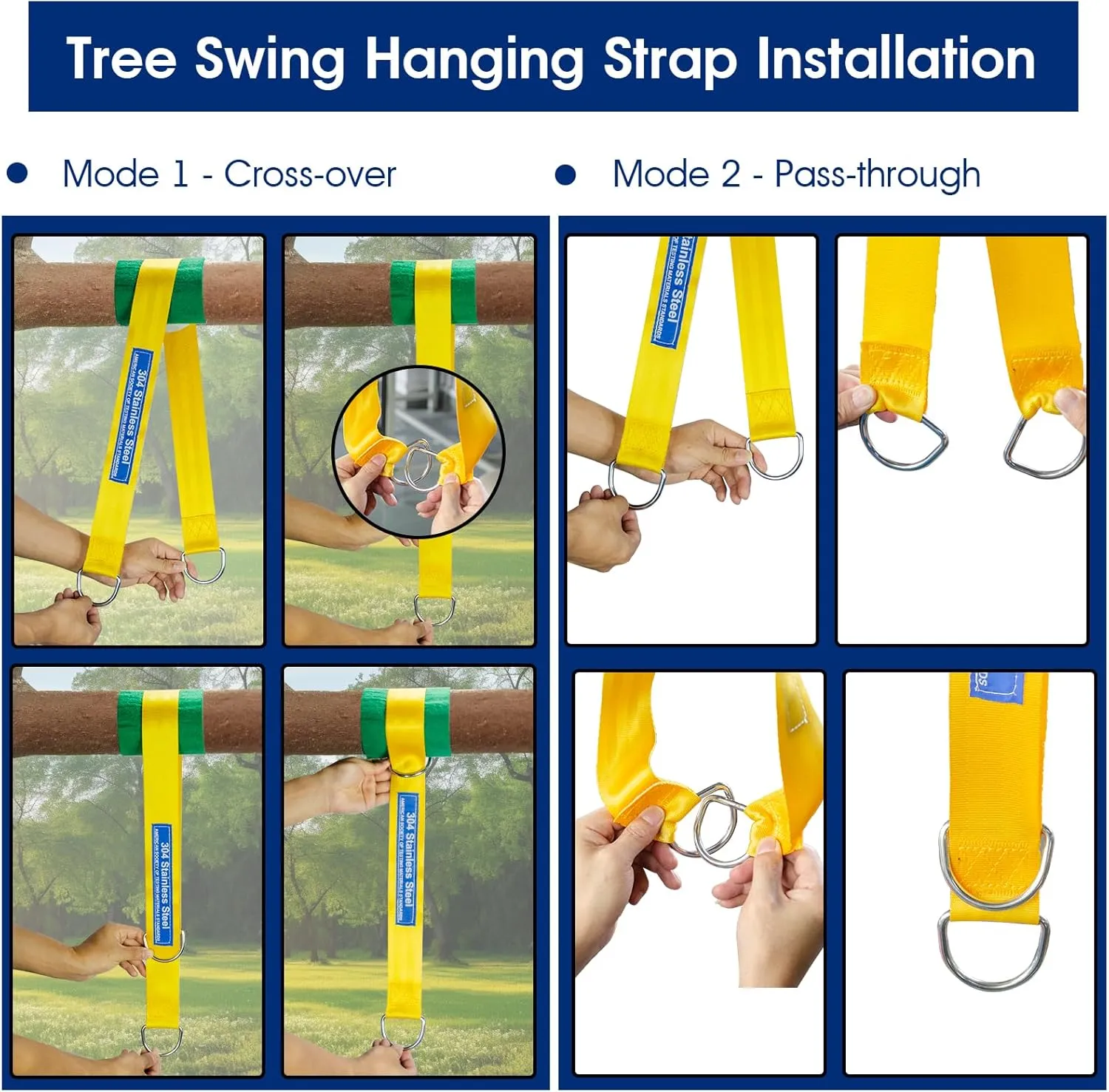 Safe Tree Swing Straps Hanging Kit with Two Alloy Carabiners 2,200lb Breaking Strength Easy and Fast Installation Swings or Hammocks (20ft)