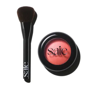 Saie Blush & Brush Duo - SuperSuede Baked Blush in Stella (.01 oz) & Powder Blush Brush - Talc-Free, Moisturizing Blush with Vegan, Fluffy Brush for Seamless Application
