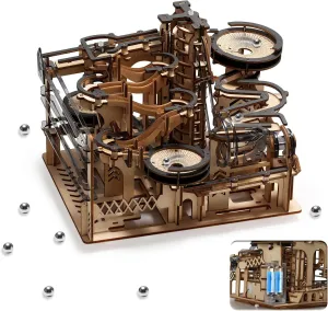 Sainsmart Jr. 3D Wooden Puzzles for Adults, Electric Marble Run Building Kit, Wooden Model Kits Spaceport, Creative Gifts for Teens Ages 14  (Galaxy Walk)