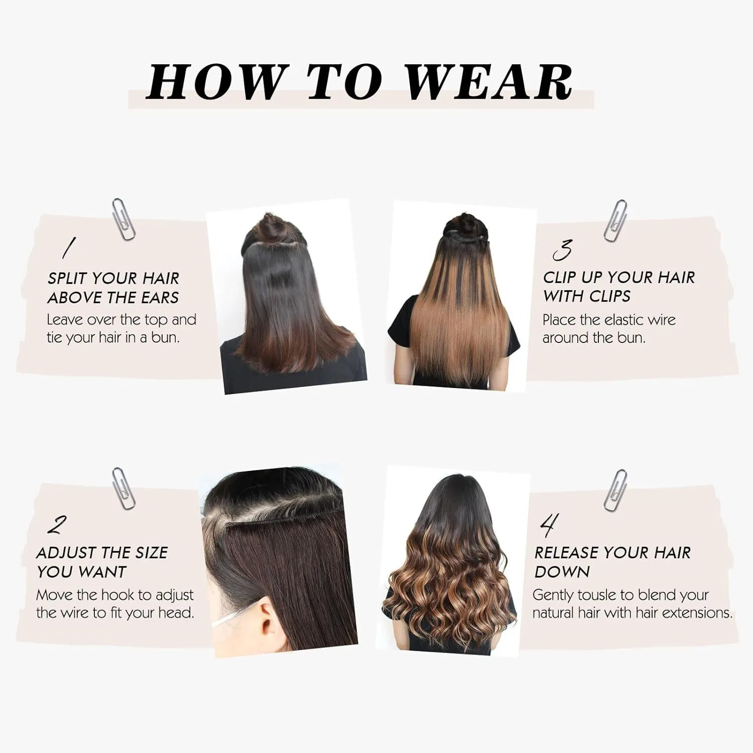 Sassina Invisible Wire Hair Extensions Real Human Hair with Transparent Wire Adjustable Size Secure Clips Natural Straight Secret Miracle Hairpiece, #1 Jet Black 18 Inch 80 Gram
