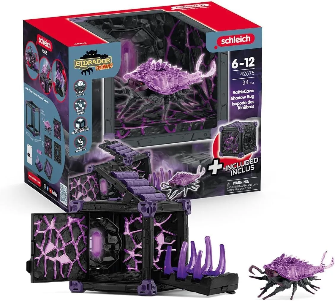 Schleich Eldrador Creatures - 34 PC Shadow Battle Cave with Bug Toy Playset - Insect Figurine for Boys and Girls with Expandable Fortress - Interactive, Imaginative Play for Kids Ages 7  | 42675