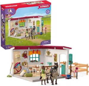Schleich Horse Club - 85 PC Tack Room Stable Extension Toy Playset with Rider Action Figure, Horse Figurine and Accessories for Girls and Boys - Interactive, Realistic Kids Toys Ages 5  - 42591