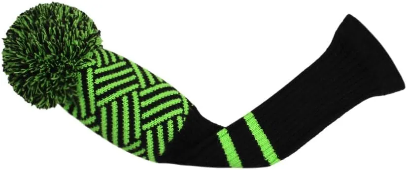 Scott Edward Knitted Golf Head Covers 4PCS Handmade Fit Well for Driver and Fairway Woods with Long Neck Pom Pom Golf Club Headcovers Set