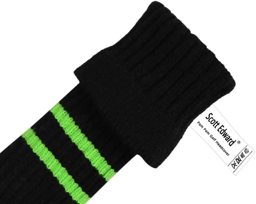 Scott Edward Knitted Golf Head Covers 4PCS Handmade Fit Well for Driver and Fairway Woods with Long Neck Pom Pom Golf Club Headcovers Set