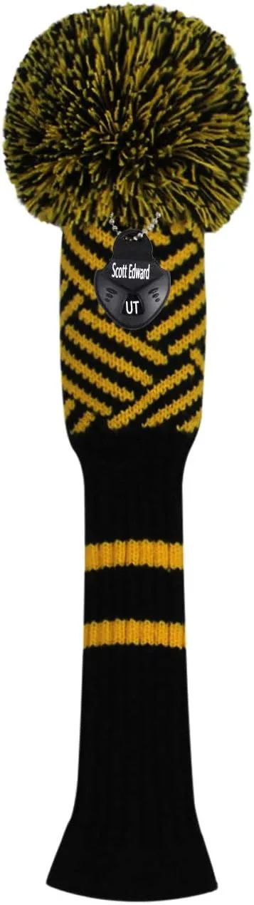 Scott Edward Knitted Golf Head Covers 4PCS Handmade Fit Well for Driver and Fairway Woods with Long Neck Pom Pom Golf Club Headcovers Set