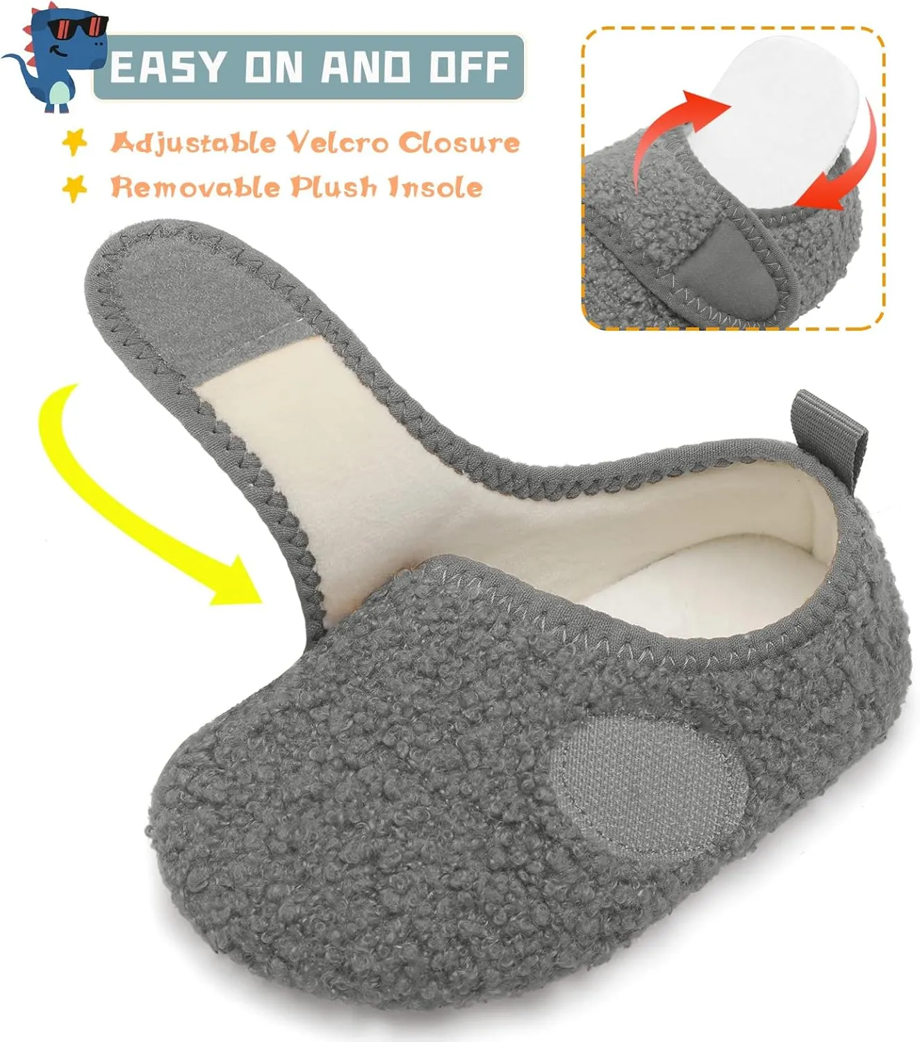 Scurtain Toddler Warm Winter House Slippers Baby Boys Girls Indoor Home Slippers Cozy Lightweight Non-Slip Shoes For Infant Kids Plush Linned