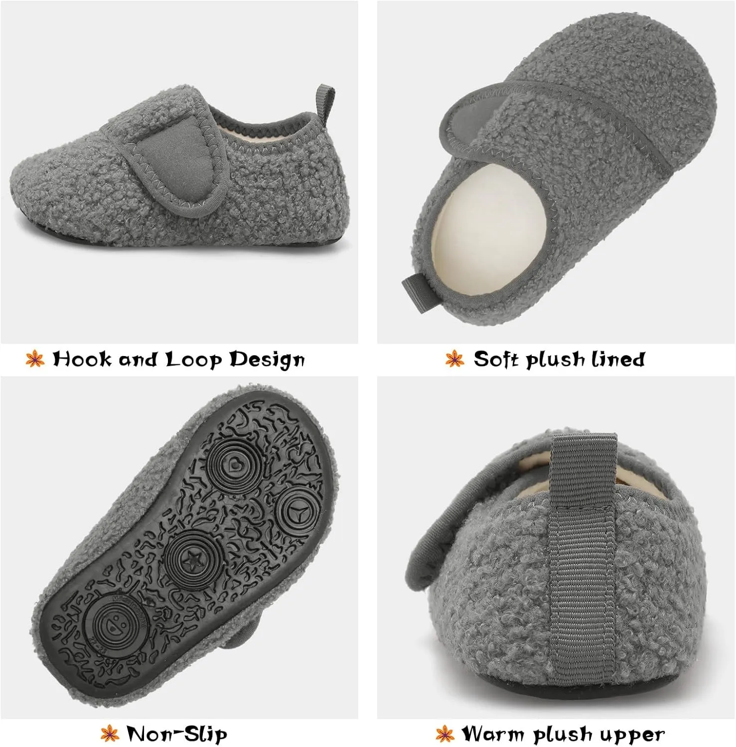 Scurtain Toddler Warm Winter House Slippers Baby Boys Girls Indoor Home Slippers Cozy Lightweight Non-Slip Shoes For Infant Kids Plush Linned