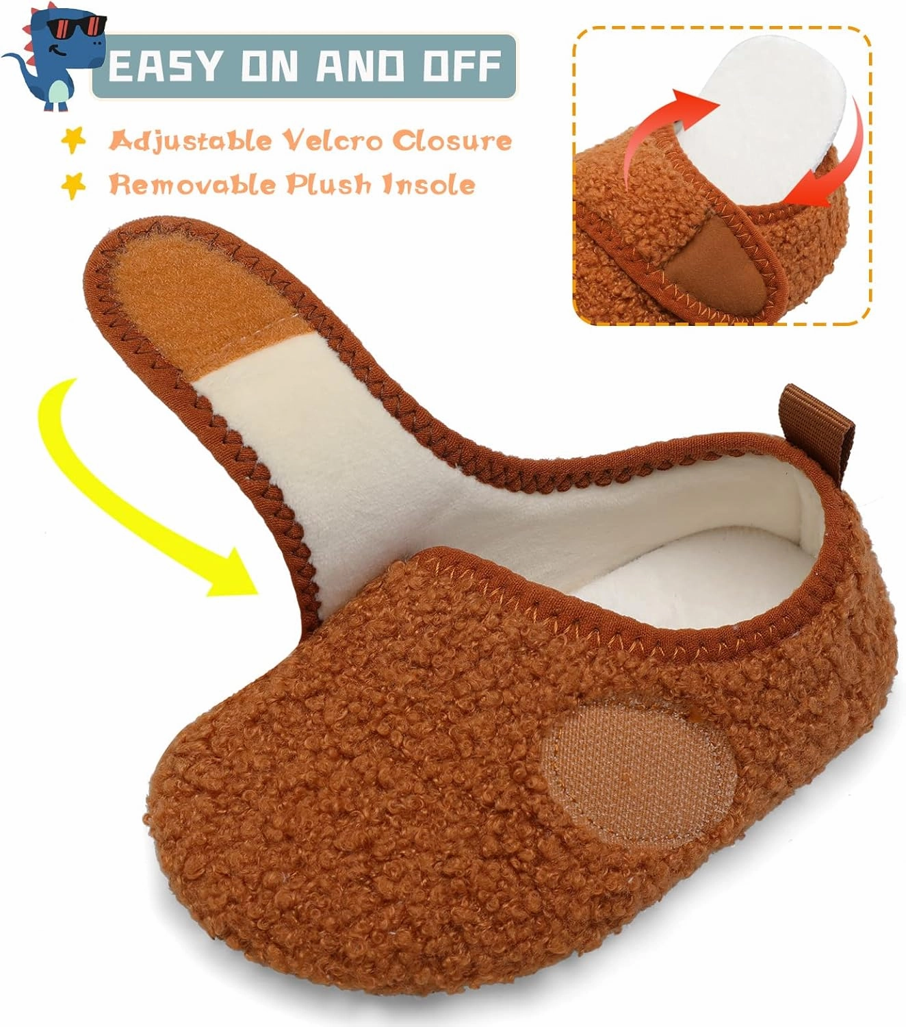 Scurtain Toddler Warm Winter House Slippers Baby Boys Girls Indoor Home Slippers Cozy Lightweight Non-Slip Shoes For Infant Kids Plush Linned