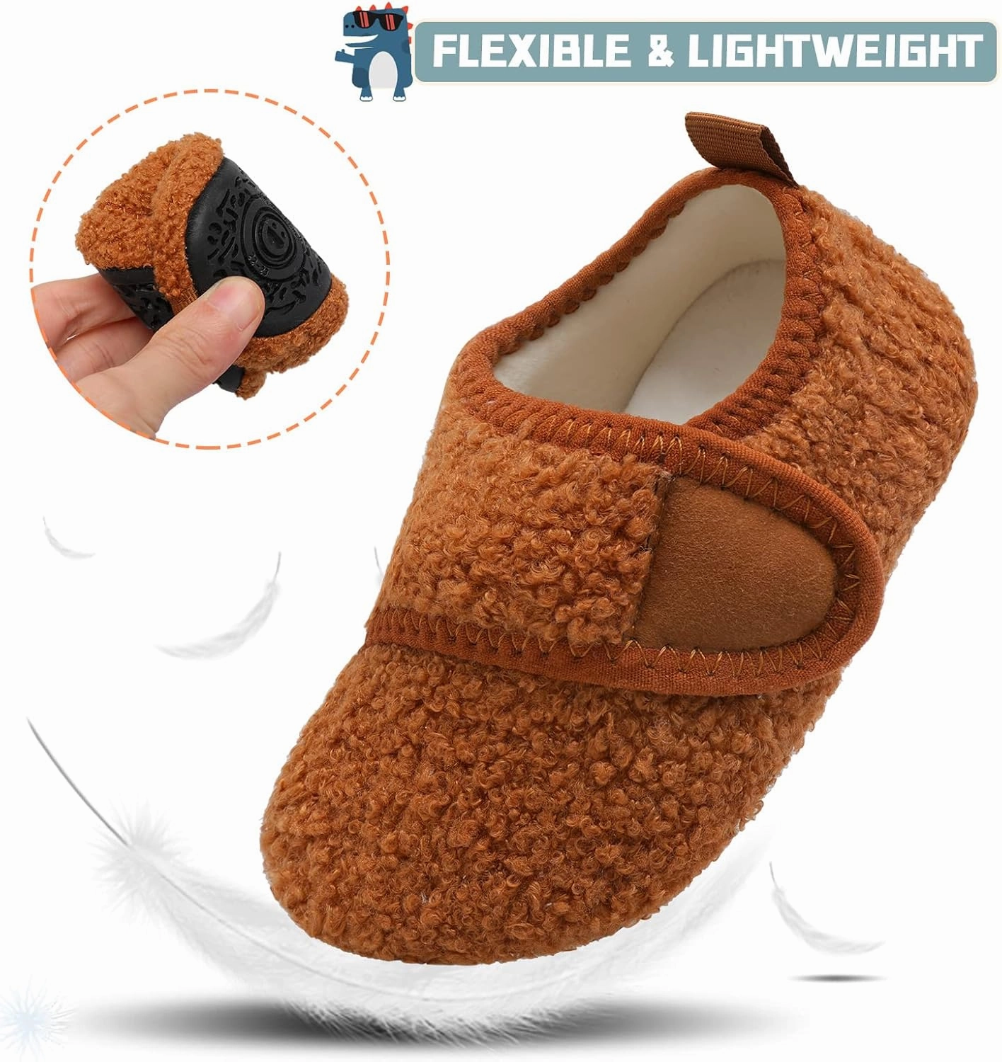 Scurtain Toddler Warm Winter House Slippers Baby Boys Girls Indoor Home Slippers Cozy Lightweight Non-Slip Shoes For Infant Kids Plush Linned