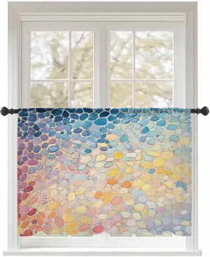 Semi Sheer Curtains for Home, Abstract Art Colorful Dots Texture Sense Light Filtering Sheer Rod Pocket Drapes for Kitchen Living Room Bedroom, 52"x45" 1 Panel