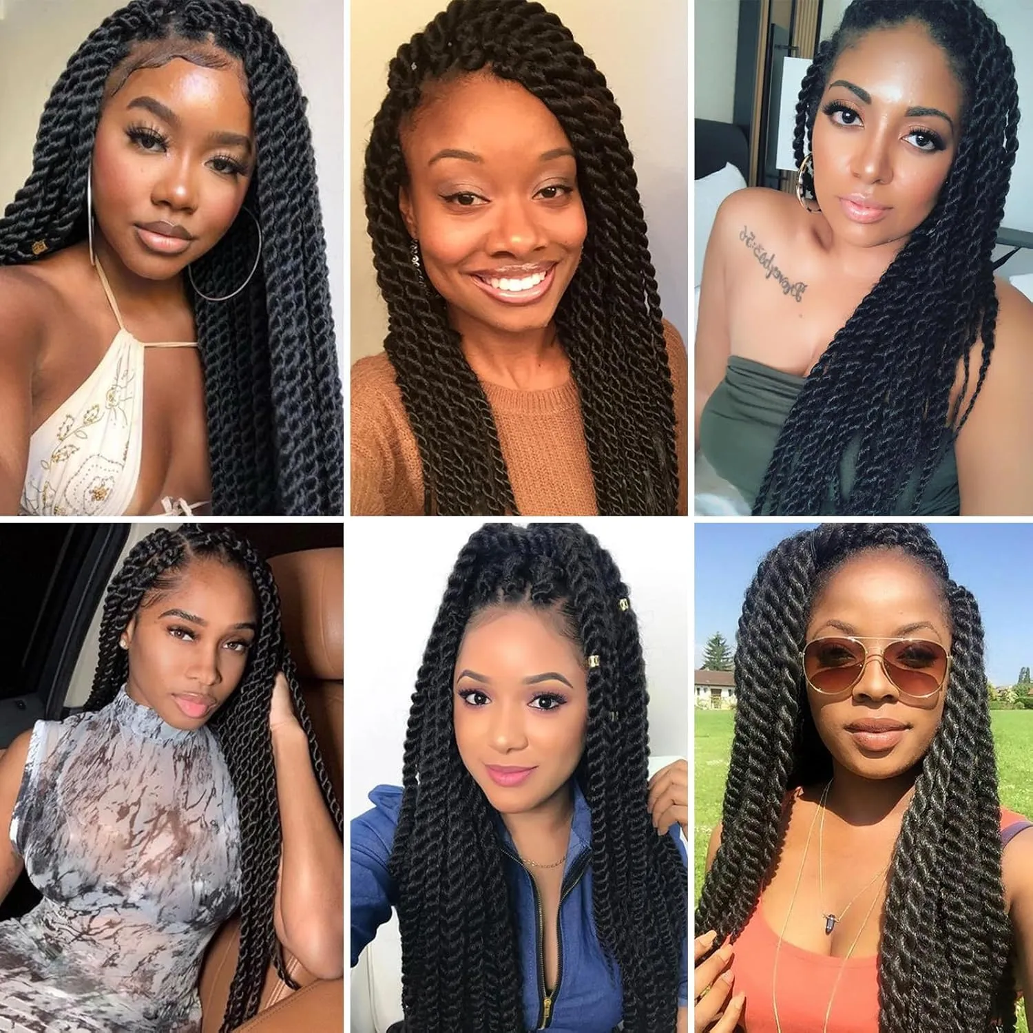 Senegalese Twist Crochet Hair 8 Inch Havana Twist Crochet Hair Pre Looped Jumbo Crochet Braids for Black Women 7 Packs Short Cuban Twist Hair Kinky Twists Braiding Hair (Black)
