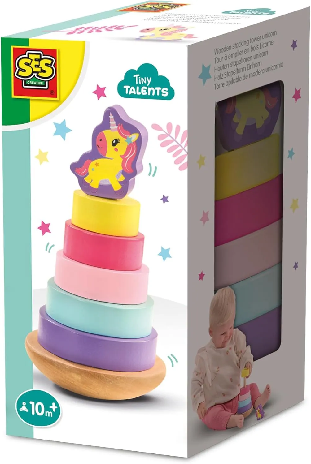 SES Creative 13252 - Stackable Wooden Tower, Unicorn