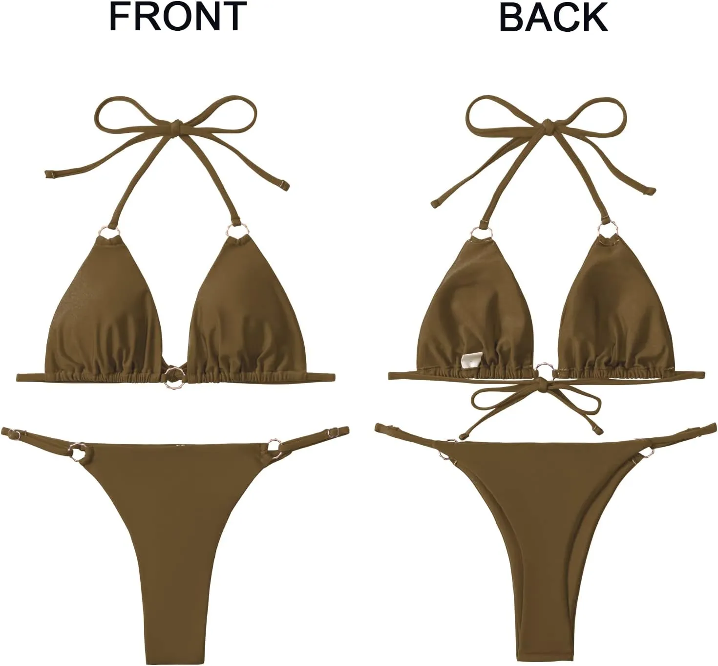 Sexy Bikinis for Women 2 Piece Bikini Spaghetti Strap Swimsuits Solid Color Bathing Swimwear Triangle Bathing Suit