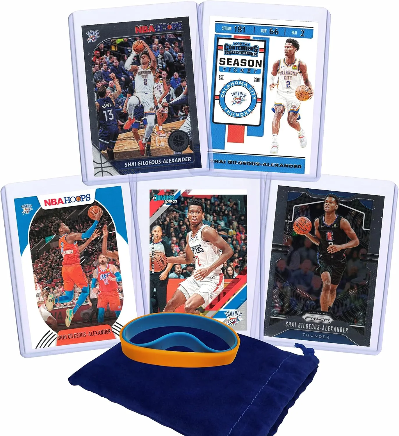 Shai Gilgeous-Alexander Basketball Cards Assorted (5) Bundle - Oklahoma City Thunder Trading Cards