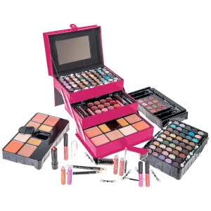 SHANY All In One Makeup Kit - Eyeshadow, Blush, Face Powder, Lipstick, Eye Liner, Makeup Pencils & Mirror - Reusable Storage Box - Pink